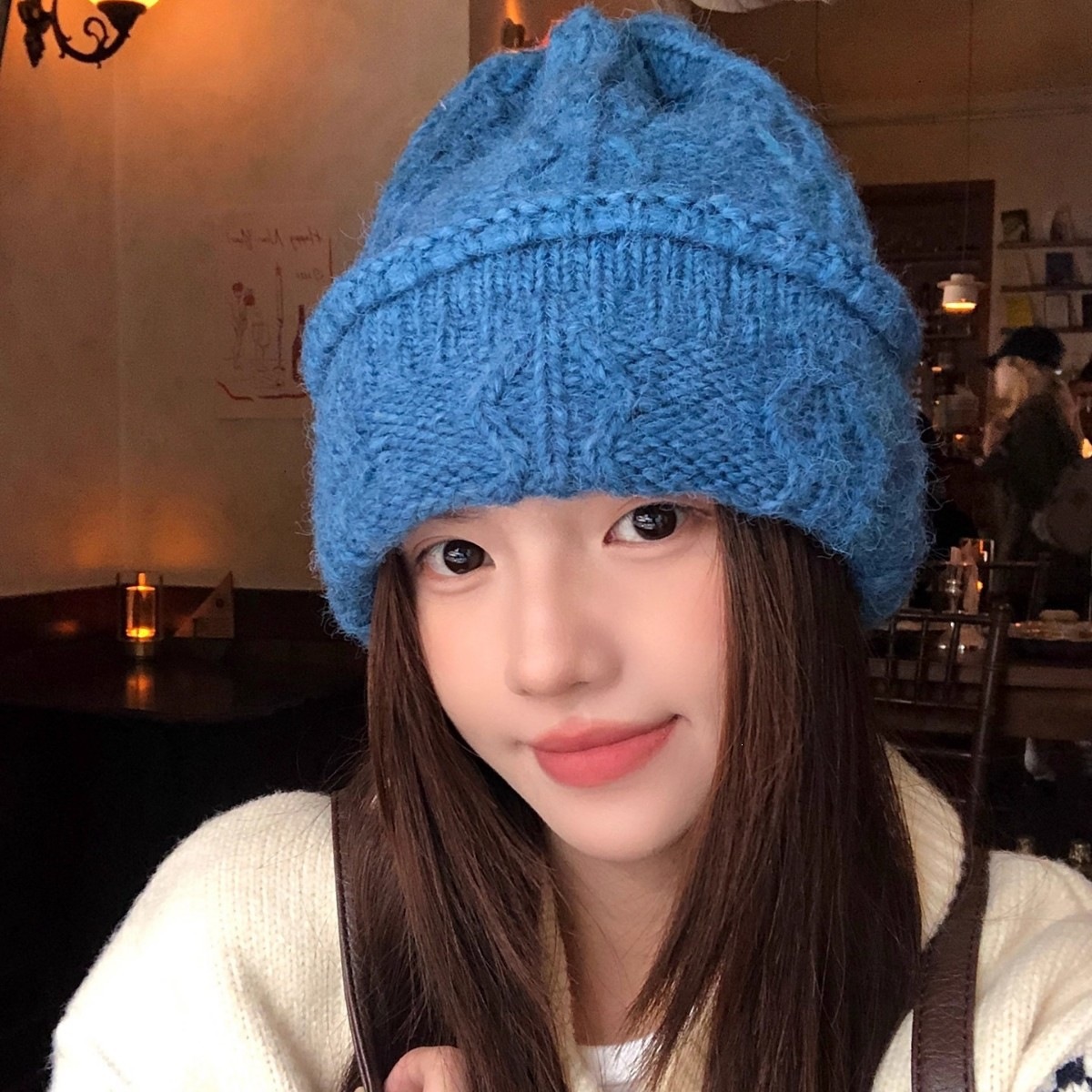 Beanie Cuffed Knit - Cream Cable Knit Beanie Women Winter